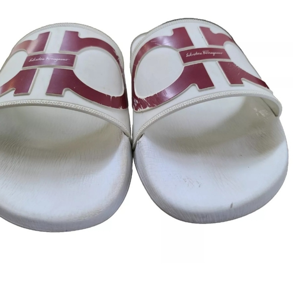 Salvatore Ferragamo Groove 2 White Men's sandal beach slide US 11 11.5 - Picture 4 of 8